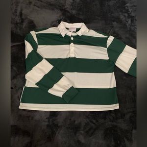 Green and white, collared long sleeve